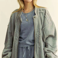 Davi & Dani Exposed Seam Zip Up Dropped Shoulder Jacket-Jacket-Trendsi-Grey-S-[option4]-[option5]-[option6]-[option7]-[option8]-Shop-Boutique-Clothing-for-Women-Online