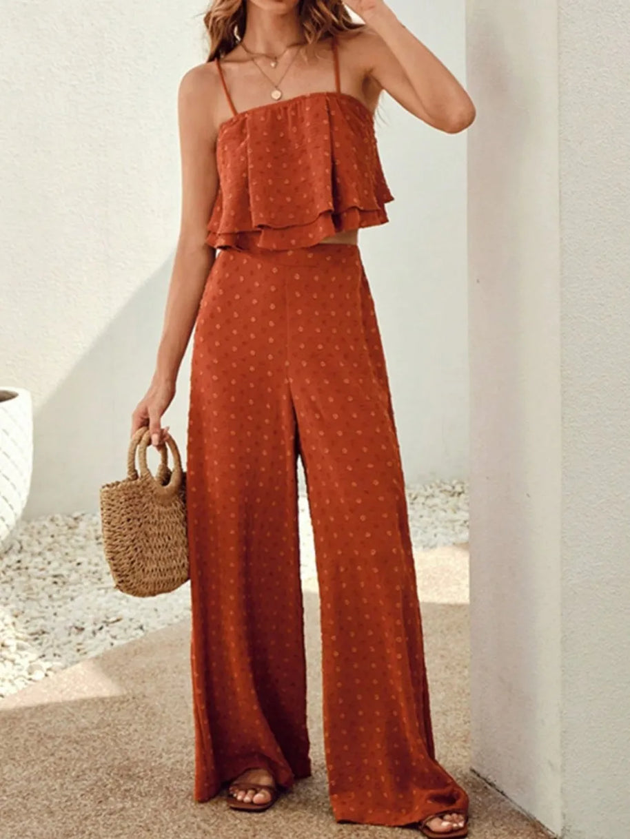 Swiss Dot Layered Cami and Pants Set-Trendsi-Orange-Red-S-[option4]-[option5]-[option6]-[option7]-[option8]-Shop-Boutique-Clothing-for-Women-Online