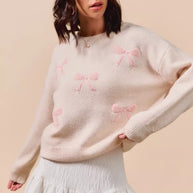 SO ME Embroidered Ribbon Round Neck Sweater-Sweaters-Trendsi-[option4]-[option5]-[option6]-[option7]-[option8]-Shop-Boutique-Clothing-for-Women-Online