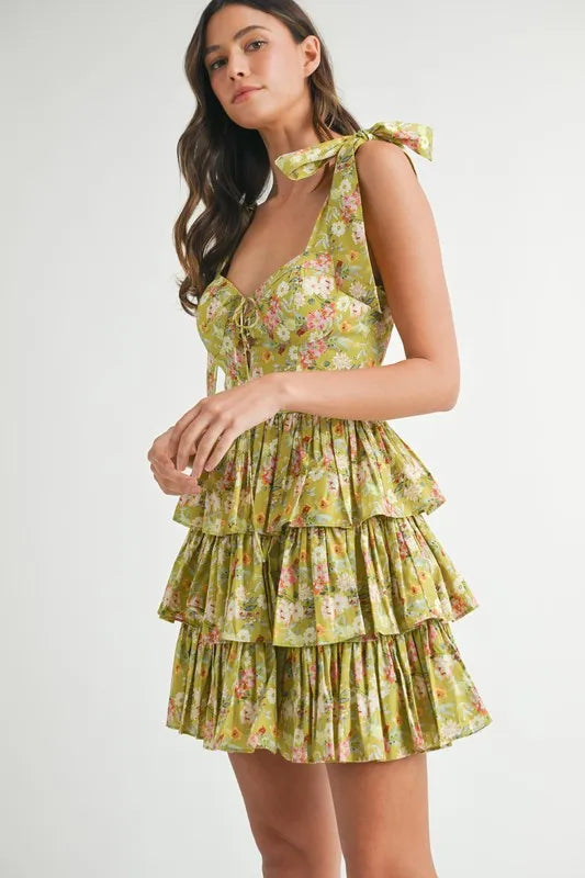 MABLE Floral Print Shoulder Tie Layered Mini Dress-Dresses-Trendsi-[option4]-[option5]-[option6]-[option7]-[option8]-Shop-Boutique-Clothing-for-Women-Online