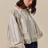 SO ME Floral Print Lace Button Down Shirt-Blouses-Trendsi-[option4]-[option5]-[option6]-[option7]-[option8]-Shop-Boutique-Clothing-for-Women-Online