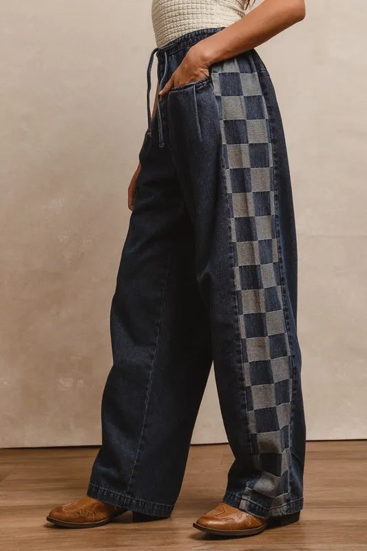 BiBi Washed Denim Mix And Match Long Pants-Jeans-Trendsi-[option4]-[option5]-[option6]-[option7]-[option8]-Shop-Boutique-Clothing-for-Women-Online