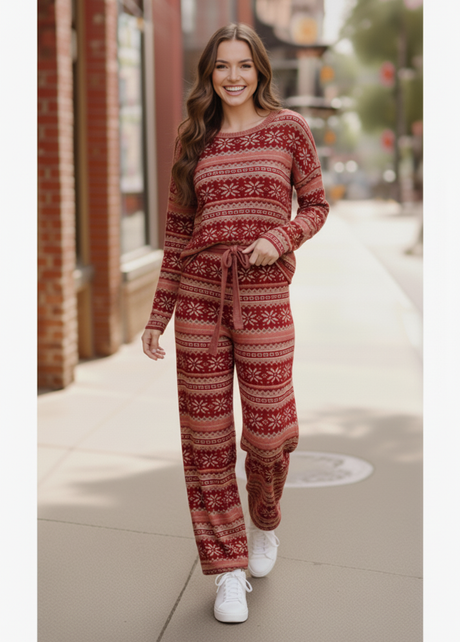 Red Holiday Fair Isle Set-Haptics-[option4]-[option5]-[option6]-[option7]-[option8]-Shop-Boutique-Clothing-for-Women-Online