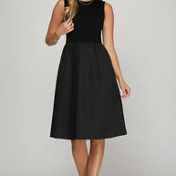 She + Sky Full Size Sleeveless Poplin Woven Midi Dress with Pockets-Dresses-Trendsi-Black-S-[option4]-[option5]-[option6]-[option7]-[option8]-Shop-Boutique-Clothing-for-Women-Online