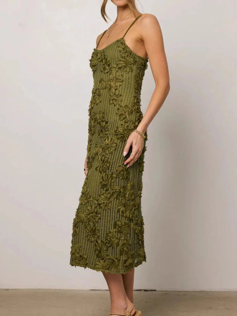 Flower Textured Midi Cami Dress-Dresses-Trendsi-[option4]-[option5]-[option6]-[option7]-[option8]-Shop-Boutique-Clothing-for-Women-Online