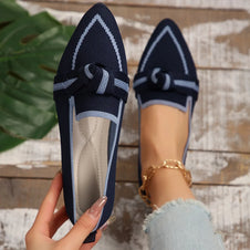 Bow Contrast Trim Point Toe Loafers-Flats-Trendsi-Dark Blue-36(US5)-[option4]-[option5]-[option6]-[option7]-[option8]-Shop-Boutique-Clothing-for-Women-Online