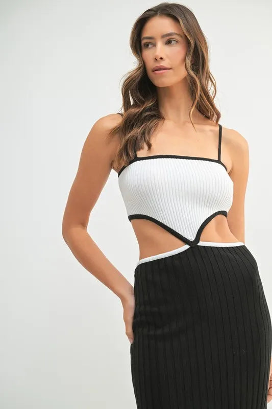 MABLE Ribbed Knit Color Block Cutout Midi Dress-Dresses-Trendsi-[option4]-[option5]-[option6]-[option7]-[option8]-Shop-Boutique-Clothing-for-Women-Online