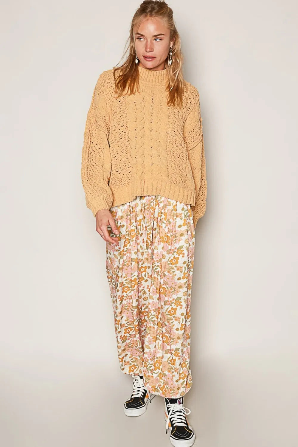 POL Mock Neck Cable Knit Sweater-Sweaters-Trendsi-[option4]-[option5]-[option6]-[option7]-[option8]-Shop-Boutique-Clothing-for-Women-Online
