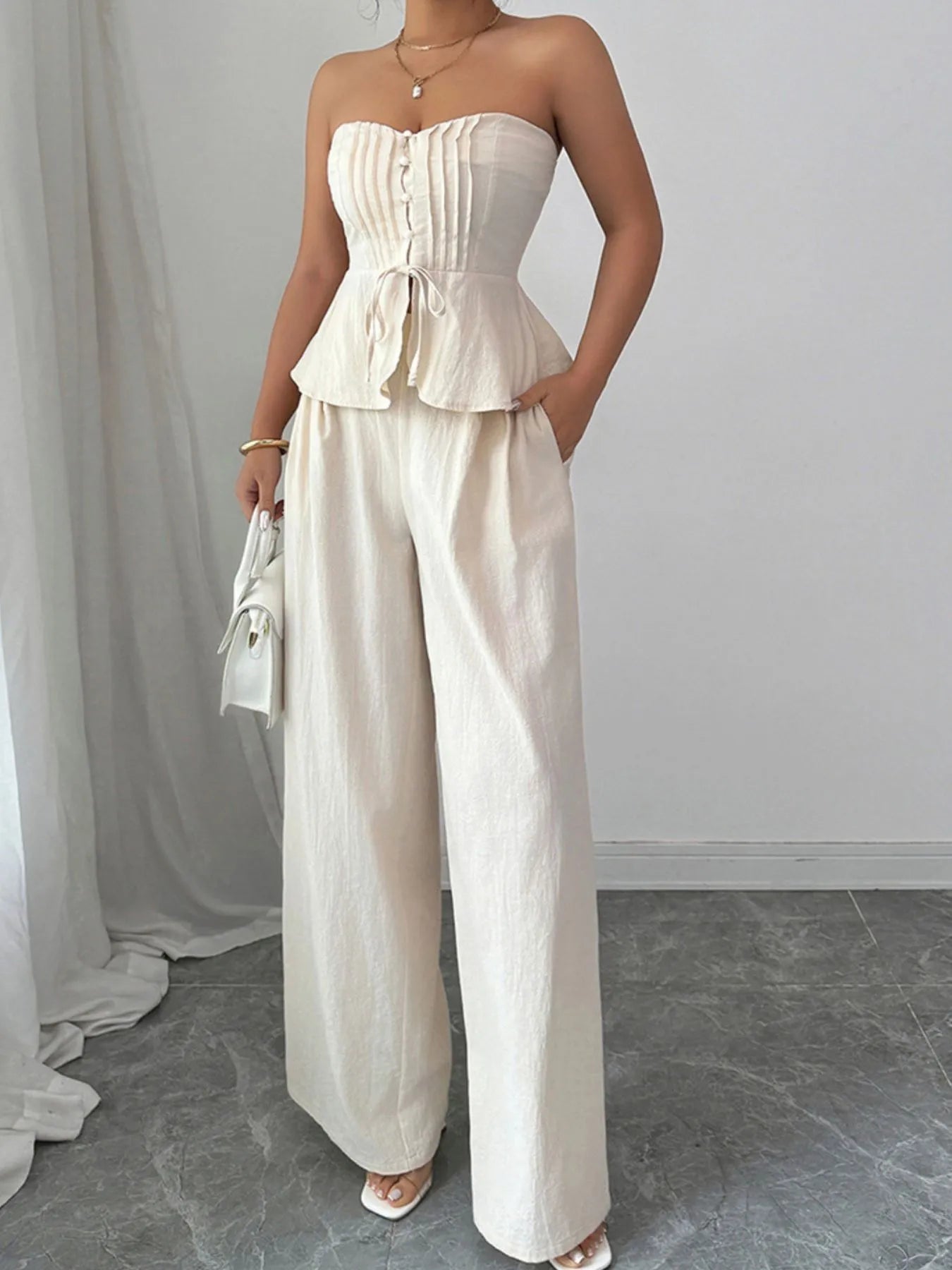 Sweetheart Neck Tube Top and Pants Set-Sets-Trendsi-Beige-S-[option4]-[option5]-[option6]-[option7]-[option8]-Shop-Boutique-Clothing-for-Women-Online