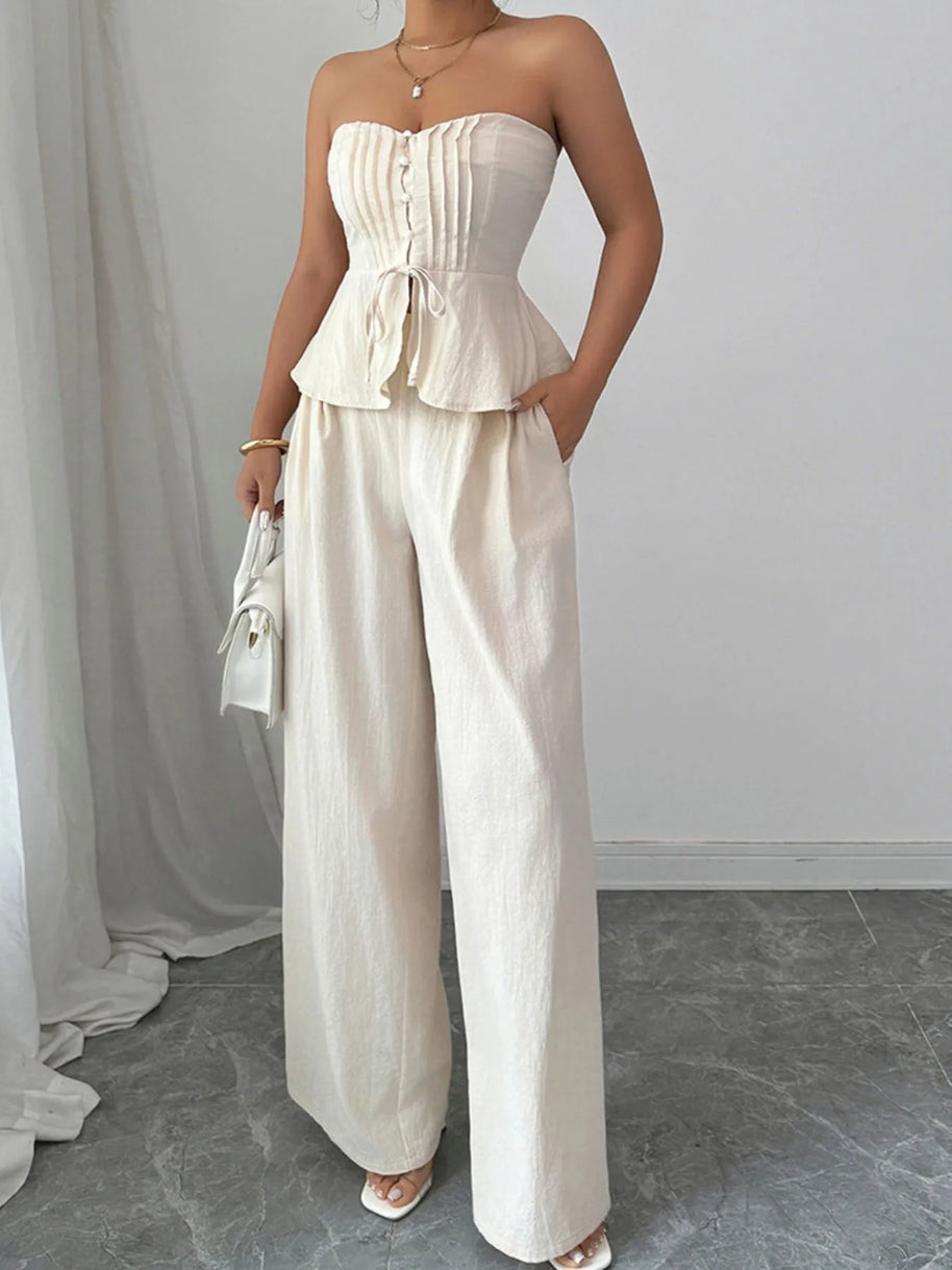 Sweetheart Neck Tube Top and Pants Set-Sets-Trendsi-Beige-S-[option4]-[option5]-[option6]-[option7]-[option8]-Shop-Boutique-Clothing-for-Women-Online
