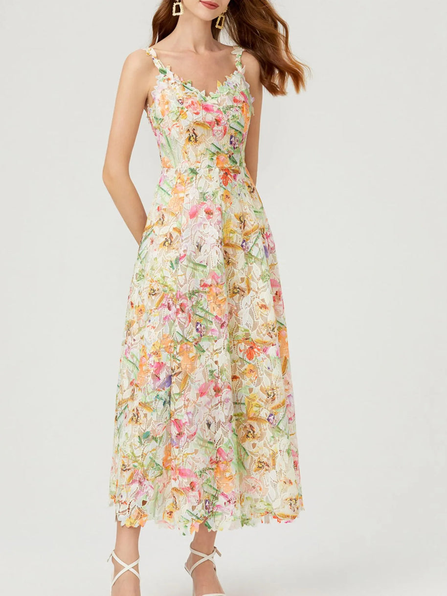 Floral Lace Sleeveless V-Neck Midi Dress-Dresses-Trendsi-[option4]-[option5]-[option6]-[option7]-[option8]-Shop-Boutique-Clothing-for-Women-Online