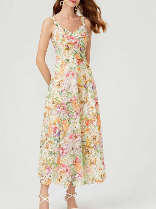 Floral Lace Sleeveless V-Neck Midi Dress-Dresses-Trendsi-[option4]-[option5]-[option6]-[option7]-[option8]-Shop-Boutique-Clothing-for-Women-Online