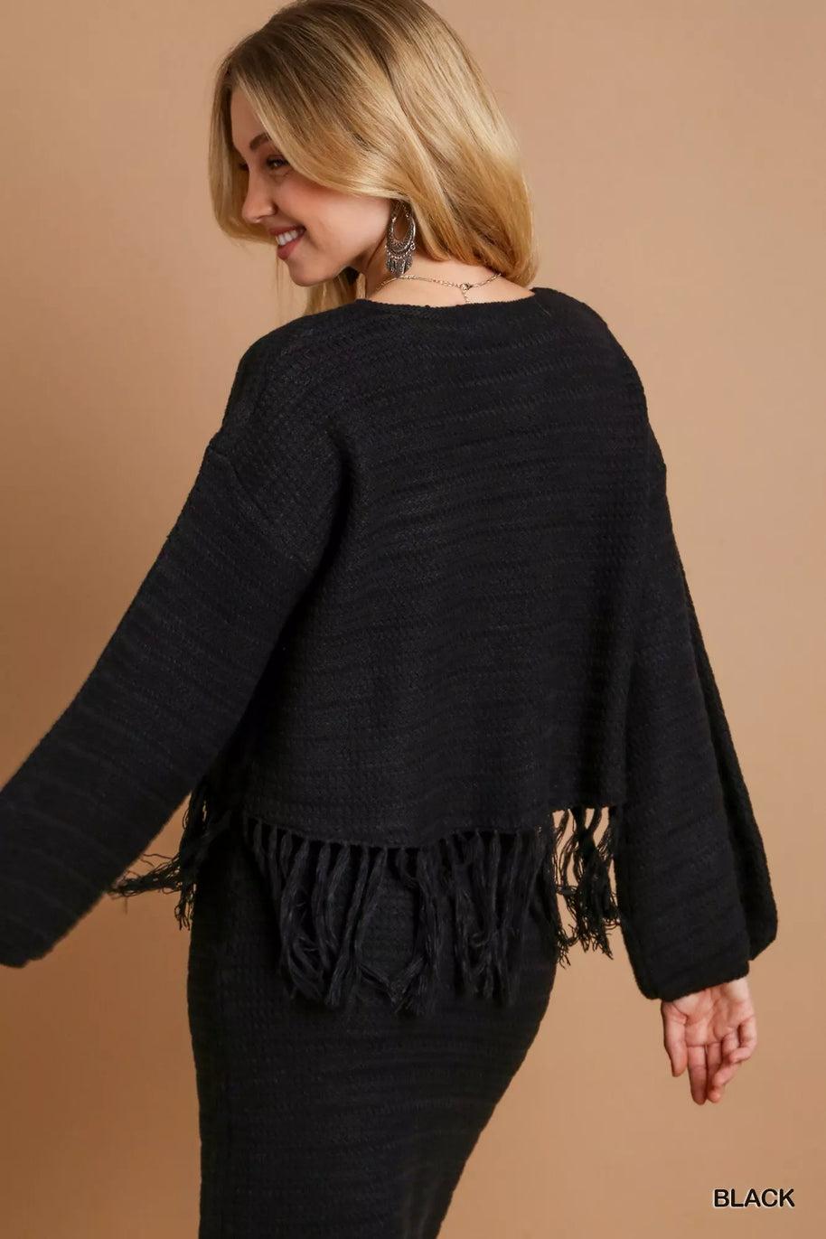 Umgee Crochet Knit Crop Top with Frey Hem-Sweaters-Trendsi-[option4]-[option5]-[option6]-[option7]-[option8]-Shop-Boutique-Clothing-for-Women-Online