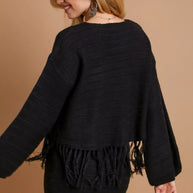 Umgee Crochet Knit Crop Top with Frey Hem-Sweaters-Trendsi-[option4]-[option5]-[option6]-[option7]-[option8]-Shop-Boutique-Clothing-for-Women-Online