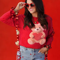Red Heart Teddy Bear Tee / Long Sleeve-P&PD Wholesale-[option4]-[option5]-[option6]-[option7]-[option8]-Shop-Boutique-Clothing-for-Women-Online