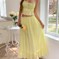 Frill Square Neck Cami and Skirt Set-outfit-Trendsi-Pastel Yellow-S-[option4]-[option5]-[option6]-[option7]-[option8]-Shop-Boutique-Clothing-for-Women-Online