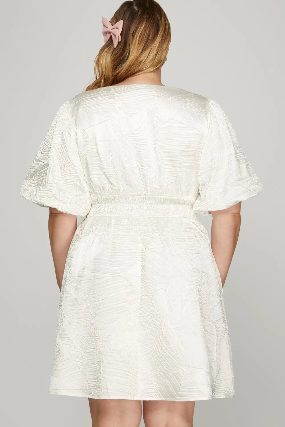 She + Sky Crinkle Woven V-Neck Balloon Sleeve Mini Dress-Dresses-Trendsi-[option4]-[option5]-[option6]-[option7]-[option8]-Shop-Boutique-Clothing-for-Women-Online