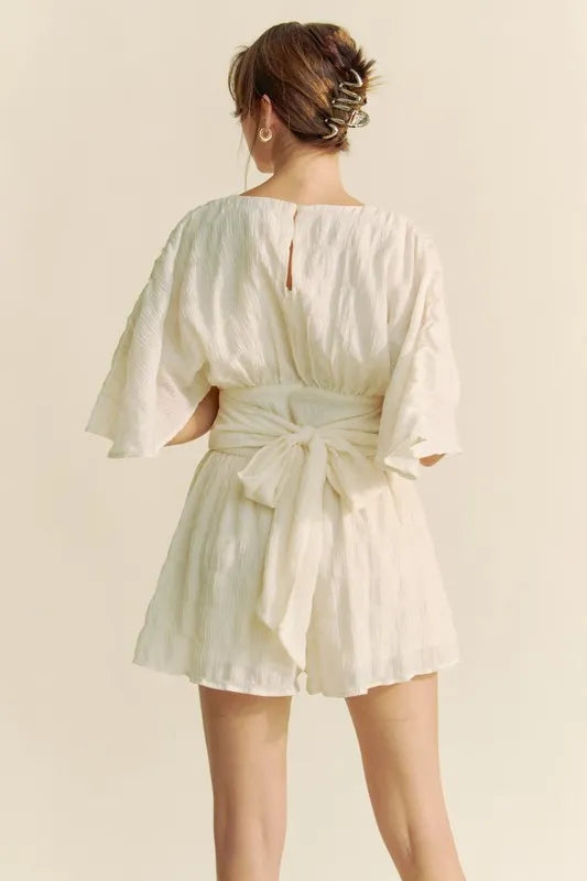 Davi & Dani Batwing Sleeve Waist Belt Romper-Jumpsuits & Rompers-Trendsi-[option4]-[option5]-[option6]-[option7]-[option8]-Shop-Boutique-Clothing-for-Women-Online