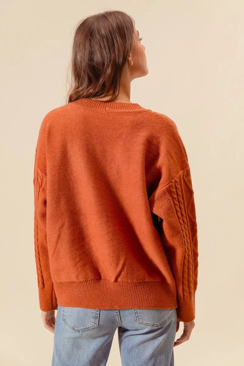 SO ME Embroidered Flower Cable Knitted Sweater-Sweaters-Trendsi-[option4]-[option5]-[option6]-[option7]-[option8]-Shop-Boutique-Clothing-for-Women-Online