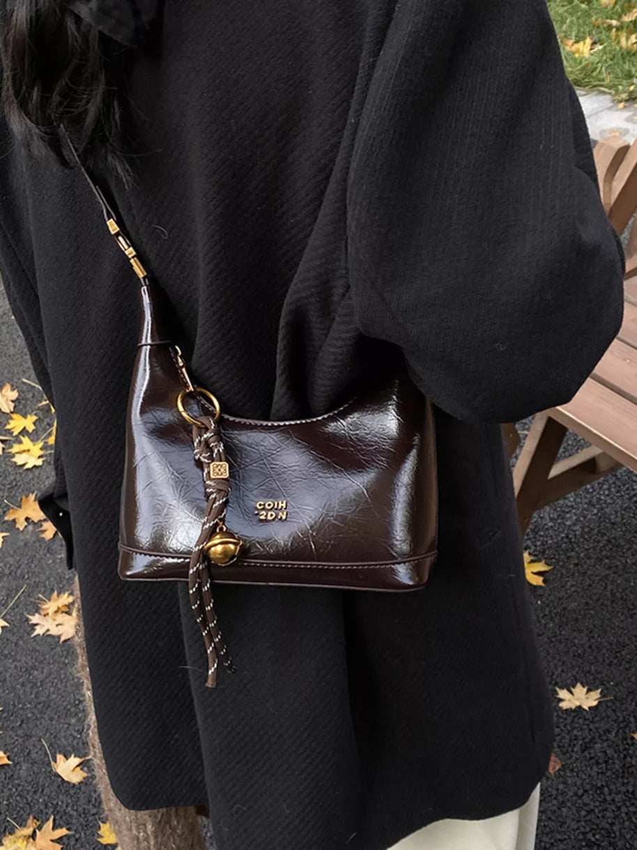 Leather Crossbody Bag with Charm-handbag-Trendsi-Brown-One Size-[option4]-[option5]-[option6]-[option7]-[option8]-Shop-Boutique-Clothing-for-Women-Online