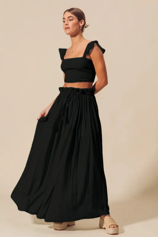 SO ME Smocked Top and Flowy Maxi Skirt Set-Sets-Trendsi-[option4]-[option5]-[option6]-[option7]-[option8]-Shop-Boutique-Clothing-for-Women-Online