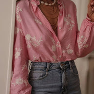 Flower Button Up Long Sleeve Shirt-Tops-Trendsi-[option4]-[option5]-[option6]-[option7]-[option8]-Shop-Boutique-Clothing-for-Women-Online