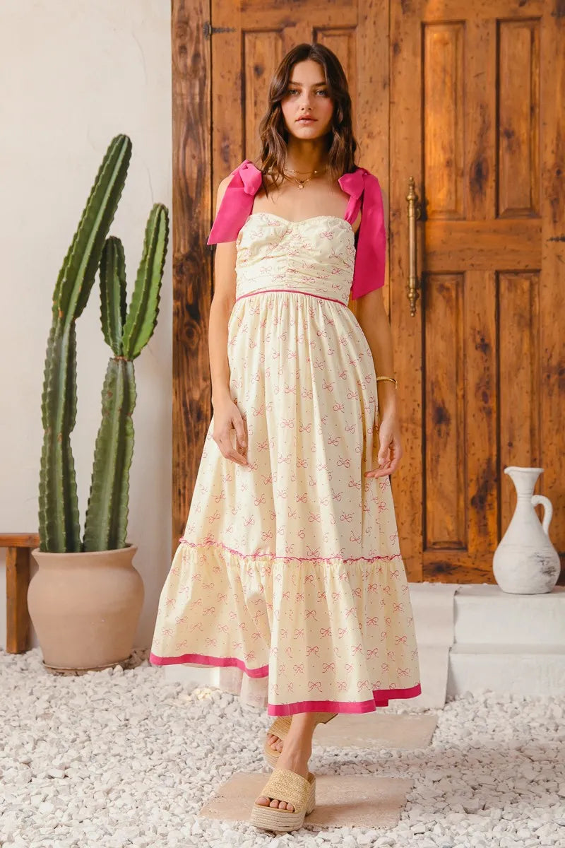 SO ME Ribbon Flowy Maxi Dress with Contrast Trim-Dresses-Trendsi-[option4]-[option5]-[option6]-[option7]-[option8]-Shop-Boutique-Clothing-for-Women-Online