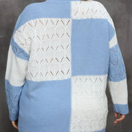 Plus Size Openwork Color Block Long Sleeve Sweater-Sweaters-Trendsi-[option4]-[option5]-[option6]-[option7]-[option8]-Shop-Boutique-Clothing-for-Women-Online