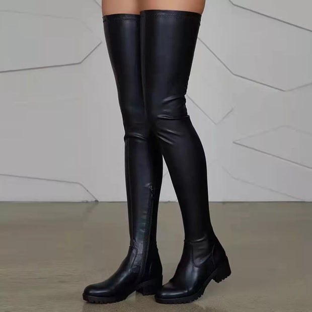 Over-the-Knee Block Heels Boots-Boots-Trendsi-Black-35-[option4]-[option5]-[option6]-[option7]-[option8]-Shop-Boutique-Clothing-for-Women-Online