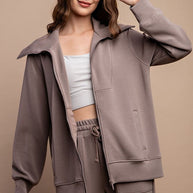 Rae Mode Modal Poly Full Zip Jacket in Mocha-Womens-Ave Shops-[option4]-[option5]-[option6]-[option7]-[option8]-Shop-Boutique-Clothing-for-Women-Online