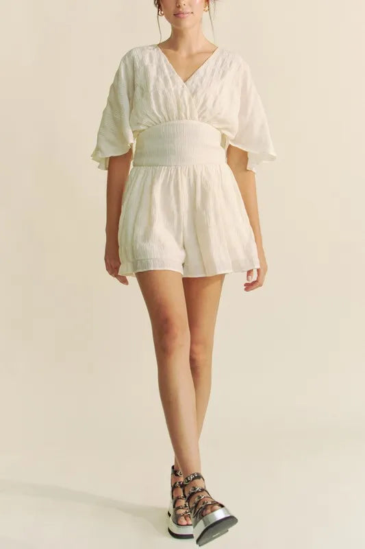 Davi & Dani Batwing Sleeve Waist Belt Romper-Jumpsuits & Rompers-Trendsi-[option4]-[option5]-[option6]-[option7]-[option8]-Shop-Boutique-Clothing-for-Women-Online