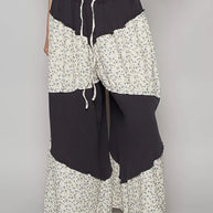POL Contrast Floral Drawstring Wide Leg Pants-Pants-Trendsi-CHARCOAL-S-[option4]-[option5]-[option6]-[option7]-[option8]-Shop-Boutique-Clothing-for-Women-Online