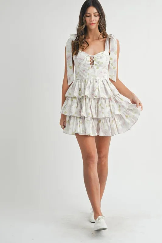 MABLE Floral Print Shoulder Tie Layered Mini Dress-Dresses-Trendsi-[option4]-[option5]-[option6]-[option7]-[option8]-Shop-Boutique-Clothing-for-Women-Online