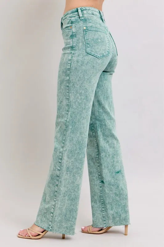 Judy Blue High Waist Garment Dyed Raw Hem Dad Jeans-Trendsi-[option4]-[option5]-[option6]-[option7]-[option8]-Shop-Boutique-Clothing-for-Women-Online