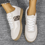 Leopard Lace Up Round Toe Sneakers-120 Sneakers-Trendsi-White-36(US5)-[option4]-[option5]-[option6]-[option7]-[option8]-Shop-Boutique-Clothing-for-Women-Online