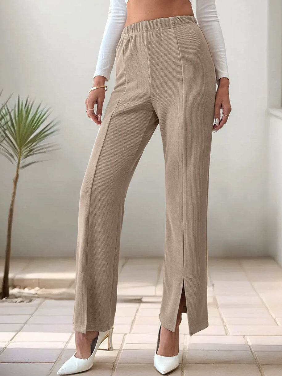 High-Waisted Slit Pants-Pants-Trendsi-[option4]-[option5]-[option6]-[option7]-[option8]-Shop-Boutique-Clothing-for-Women-Online