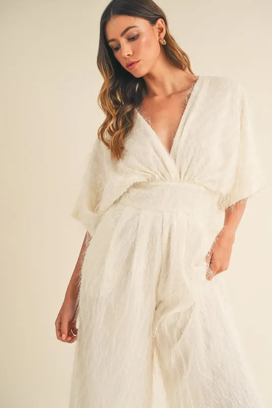 MABLE Fluffy Deep V Neck Wide Leg Jumpsuit-Jumpsuits-Trendsi-[option4]-[option5]-[option6]-[option7]-[option8]-Shop-Boutique-Clothing-for-Women-Online