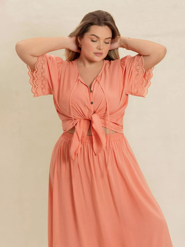 Plus Size Lace Detail Tie Neck Top and Skirt Set-2 piece set-Trendsi-[option4]-[option5]-[option6]-[option7]-[option8]-Shop-Boutique-Clothing-for-Women-Online