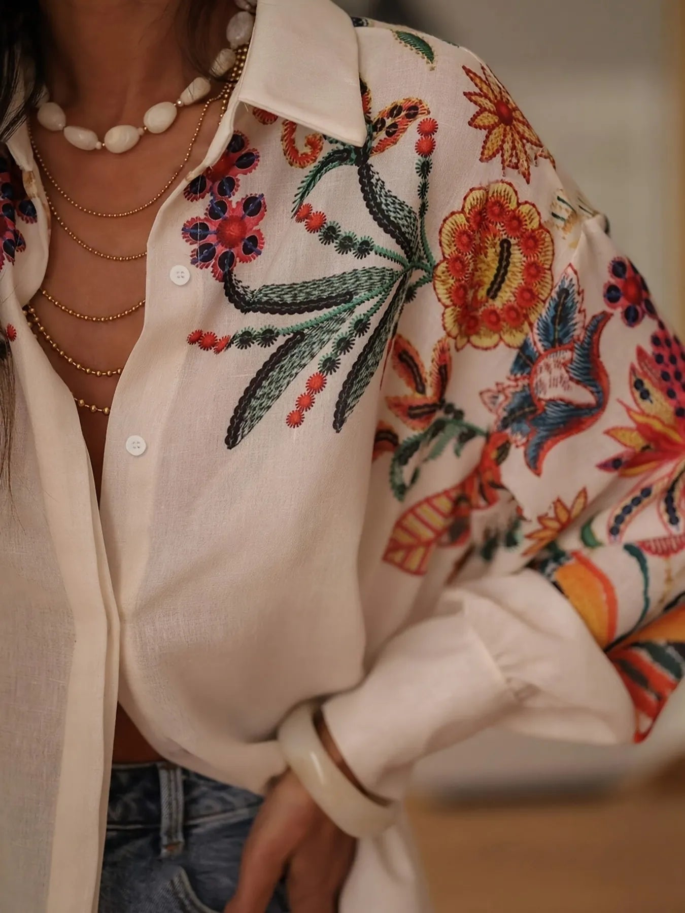 Floral Button Up Long Sleeve Shirt-Tops-Trendsi-[option4]-[option5]-[option6]-[option7]-[option8]-Shop-Boutique-Clothing-for-Women-Online