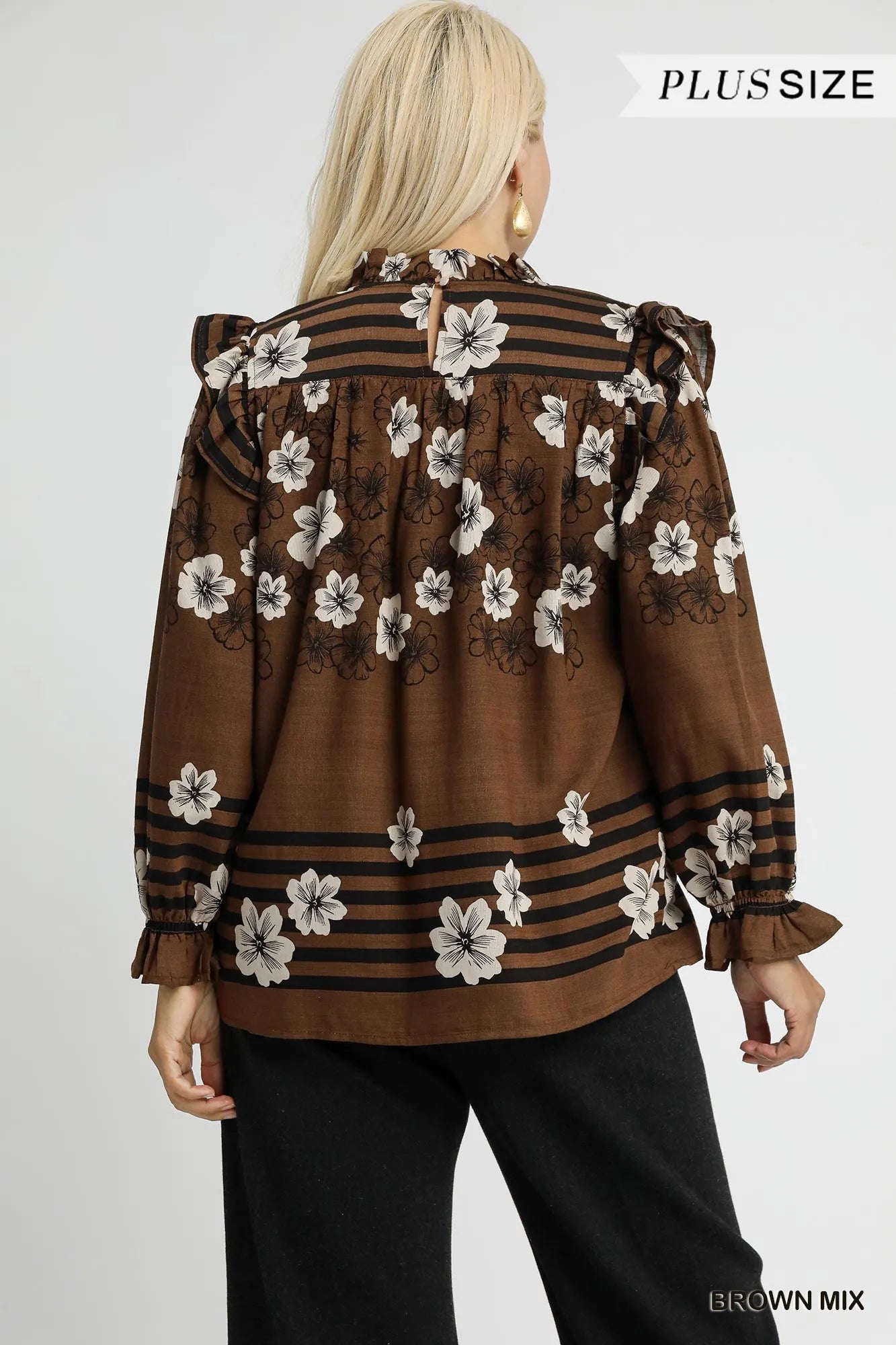 Umgee Full Size Mix Floral Smocked Ruffle Blouse-Blouses-Trendsi-[option4]-[option5]-[option6]-[option7]-[option8]-Shop-Boutique-Clothing-for-Women-Online