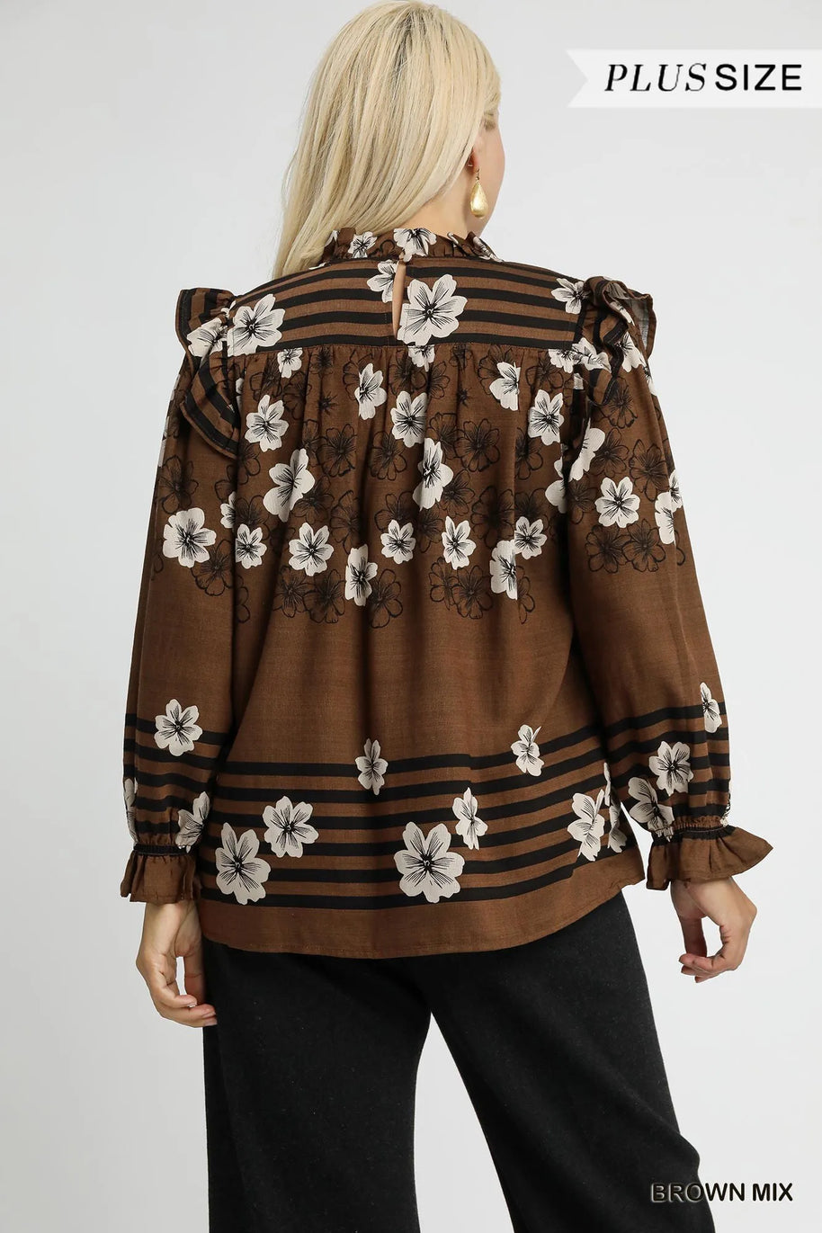 Umgee Full Size Mix Floral Smocked Ruffle Blouse-Blouses-Trendsi-[option4]-[option5]-[option6]-[option7]-[option8]-Shop-Boutique-Clothing-for-Women-Online