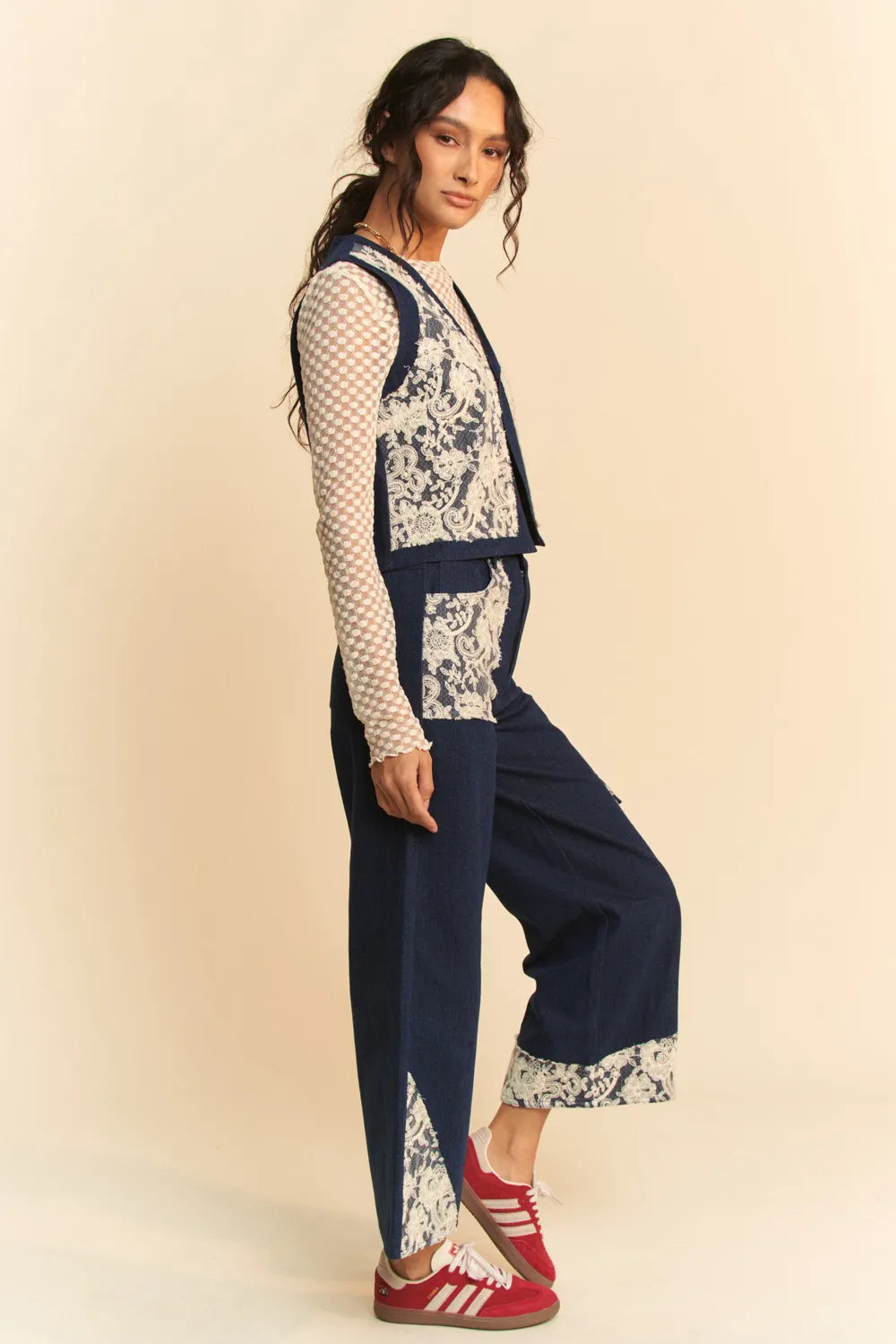 Davi & Dani Lace Applique Wide Leg Jeans-Jeans-Trendsi-[option4]-[option5]-[option6]-[option7]-[option8]-Shop-Boutique-Clothing-for-Women-Online