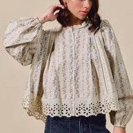 SO ME Floral Print Lace Button Down Shirt-Blouses-Trendsi-[option4]-[option5]-[option6]-[option7]-[option8]-Shop-Boutique-Clothing-for-Women-Online