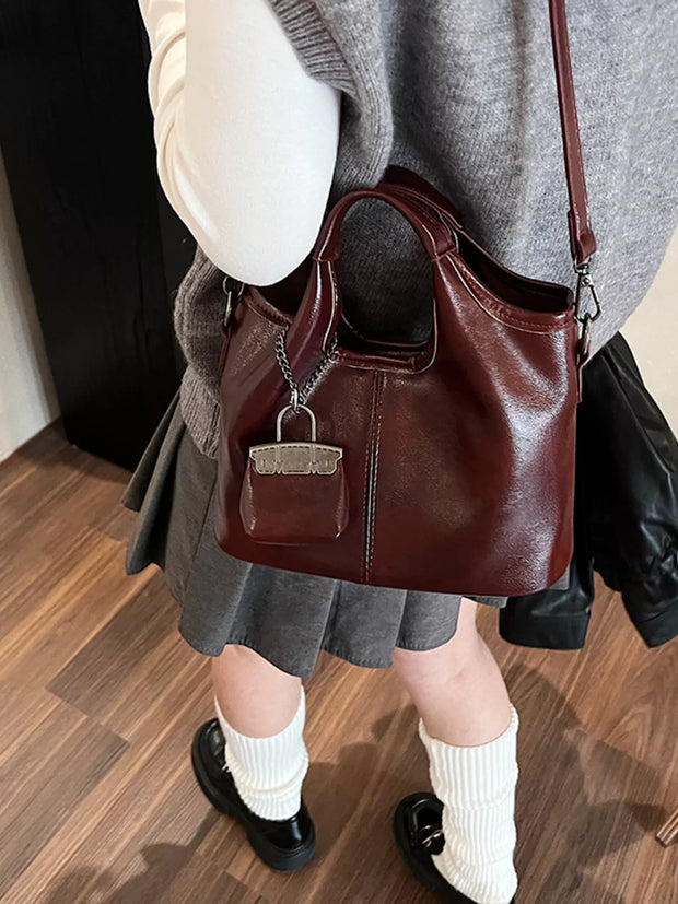 Leather Crossbody Bag with Charm-handbag-Trendsi-Red-One Size-[option4]-[option5]-[option6]-[option7]-[option8]-Shop-Boutique-Clothing-for-Women-Online