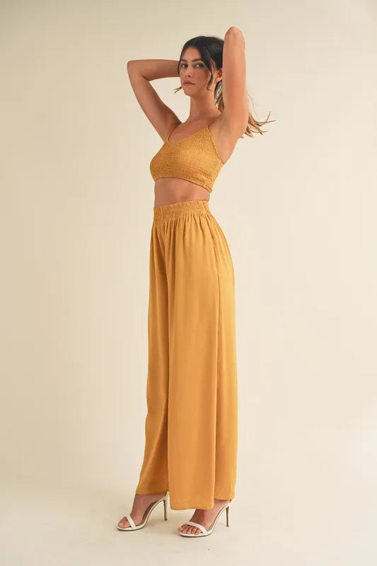 MABLE Smocked Bralette Crop Top and Wide Leg Pants Set-Sets-Trendsi-[option4]-[option5]-[option6]-[option7]-[option8]-Shop-Boutique-Clothing-for-Women-Online