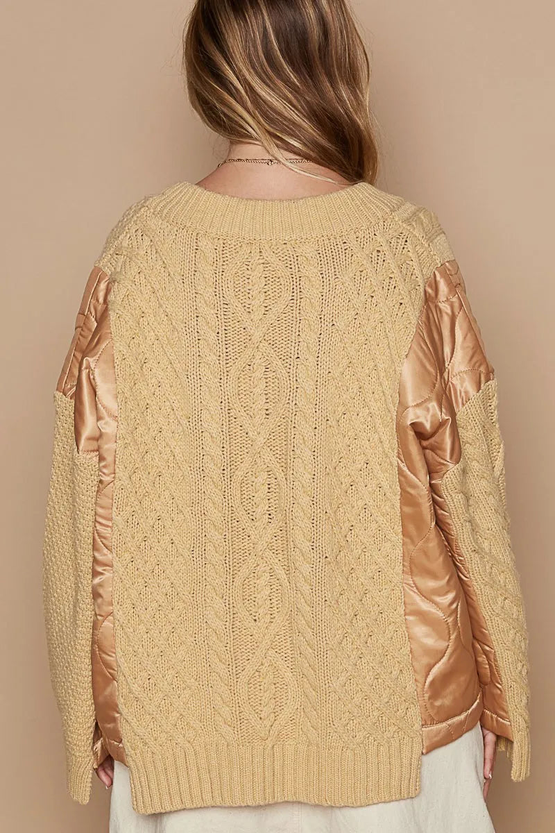 POL Quilting Patch Button Up Cable Knit Jacket-Coats & Jackets-Trendsi-[option4]-[option5]-[option6]-[option7]-[option8]-Shop-Boutique-Clothing-for-Women-Online