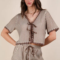 VERY J Wave Trim Detail Knit Top & Shorts Set-Sets-Trendsi-Taupe-S-[option4]-[option5]-[option6]-[option7]-[option8]-Shop-Boutique-Clothing-for-Women-Online
