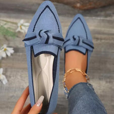 Bow Contrast Trim Point Toe Loafers-Flats-Trendsi-Dusty Blue-36(US5)-[option4]-[option5]-[option6]-[option7]-[option8]-Shop-Boutique-Clothing-for-Women-Online