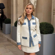 Contrast Trim Button Up Jacket-Coats & Jackets-Trendsi-White-S-[option4]-[option5]-[option6]-[option7]-[option8]-Shop-Boutique-Clothing-for-Women-Online