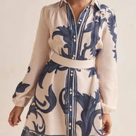 Printed Long Sleeve Shirt Dress-Dresses-Trendsi-Beige-S-[option4]-[option5]-[option6]-[option7]-[option8]-Shop-Boutique-Clothing-for-Women-Online